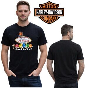 Harley-Davidson Black T-Shirt with Colorful Las Vegas M&M Graphic size M